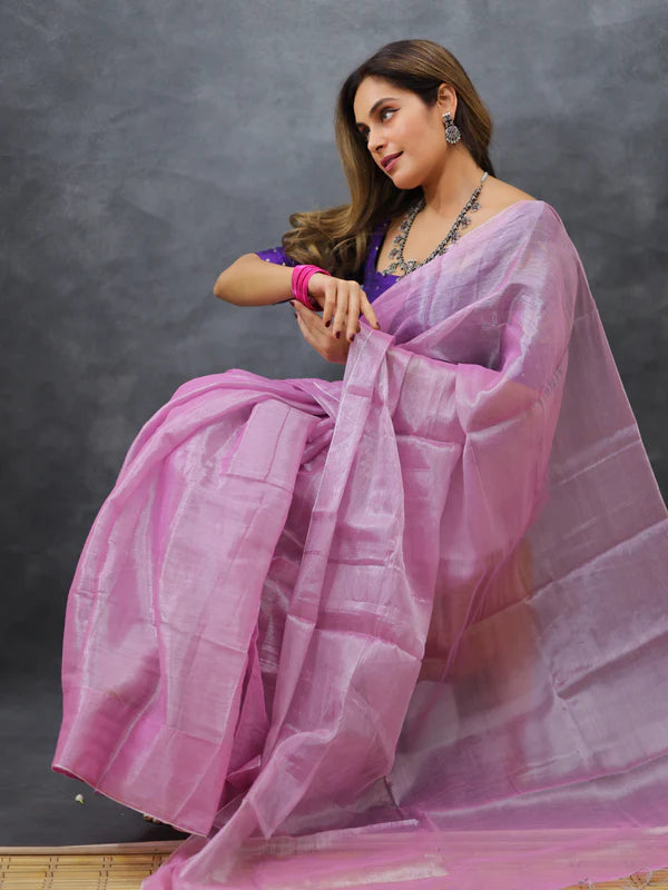 PINK Tissue Mul Saree