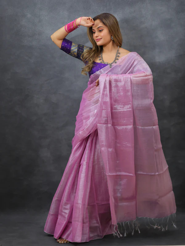 PINK Tissue Mul Saree