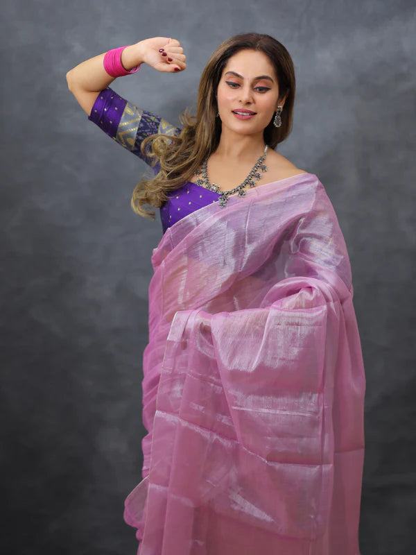 PINK Tissue Mul Saree