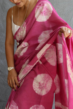 Ambar : Pink Polka Digital Print Saree