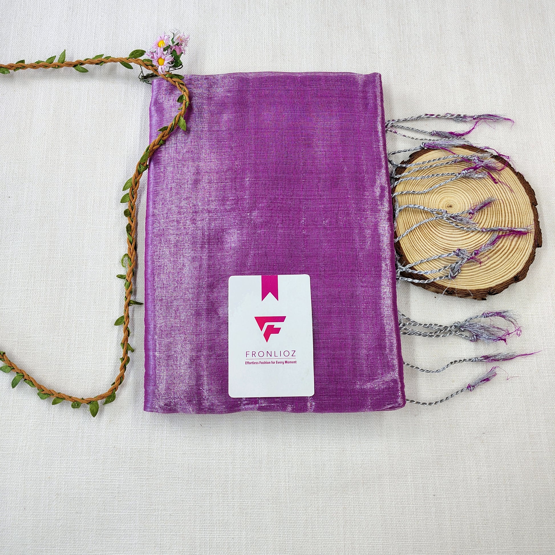 Lavender Handloom Tissue Cotton Saree-Fronlioz