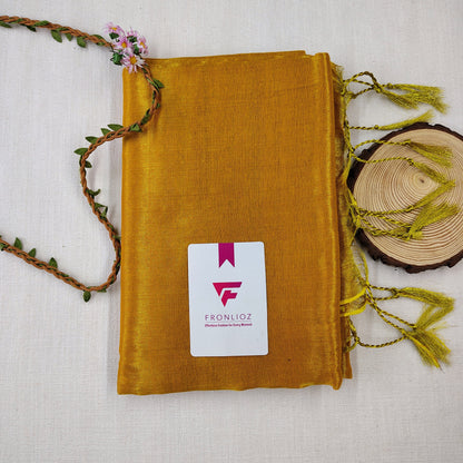 Yellow Handloom Tissue Cotton Saree-Fronlioz