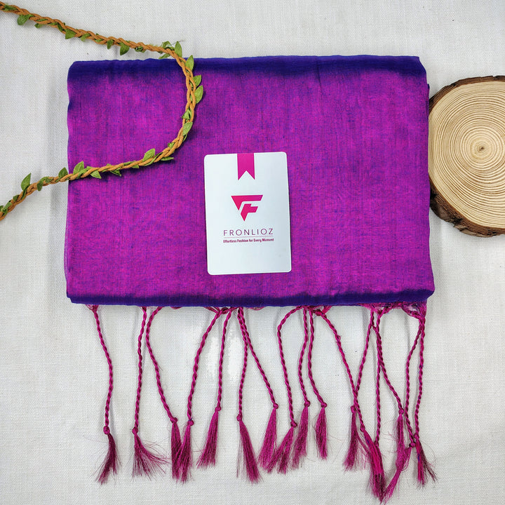 Purple Handloom Tissue Cotton Saree-Fronlioz