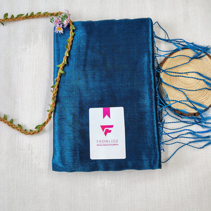 Teal Handloom Tissue Cotton Saree-Fronlioz