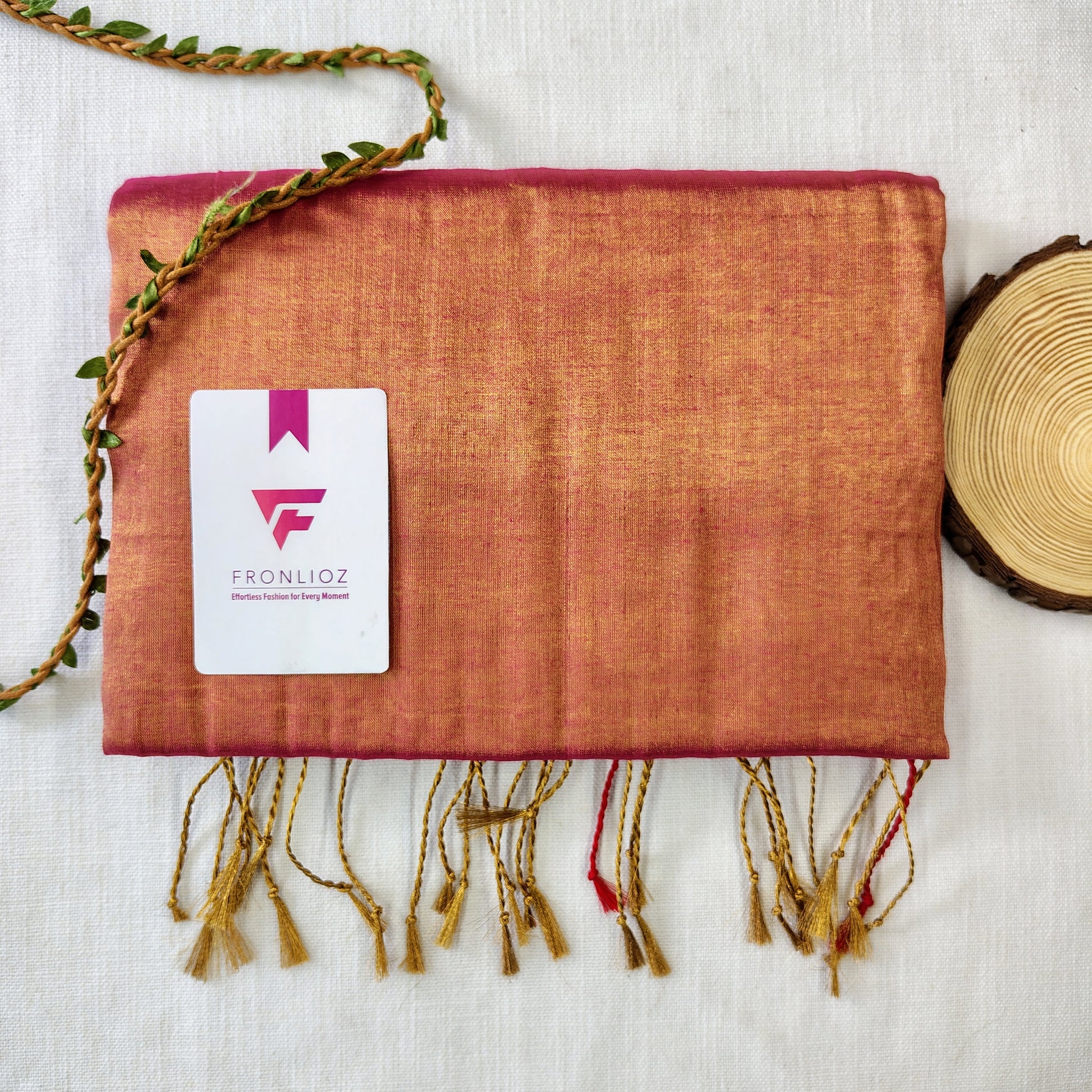 Orange Handloom Tissue Cotton Saree-Fronlioz