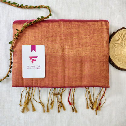 Orange Handloom Tissue Cotton Saree-Fronlioz