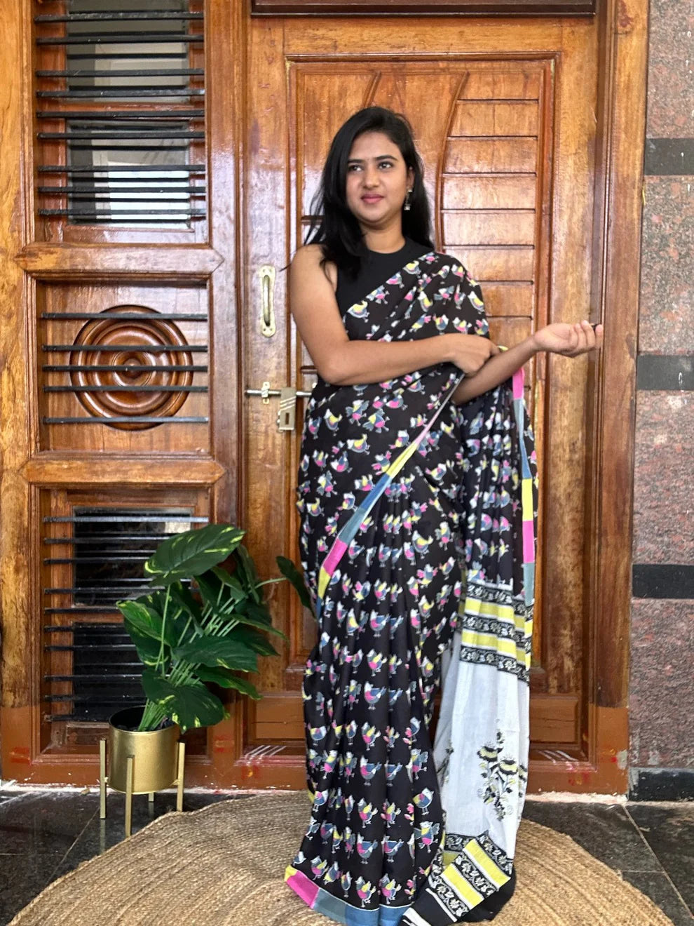 Quirky Print Mul Cotton Saree
