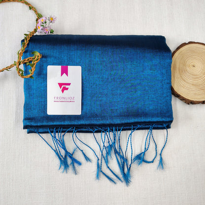 Teal Handloom Tissue Cotton Saree-Fronlioz