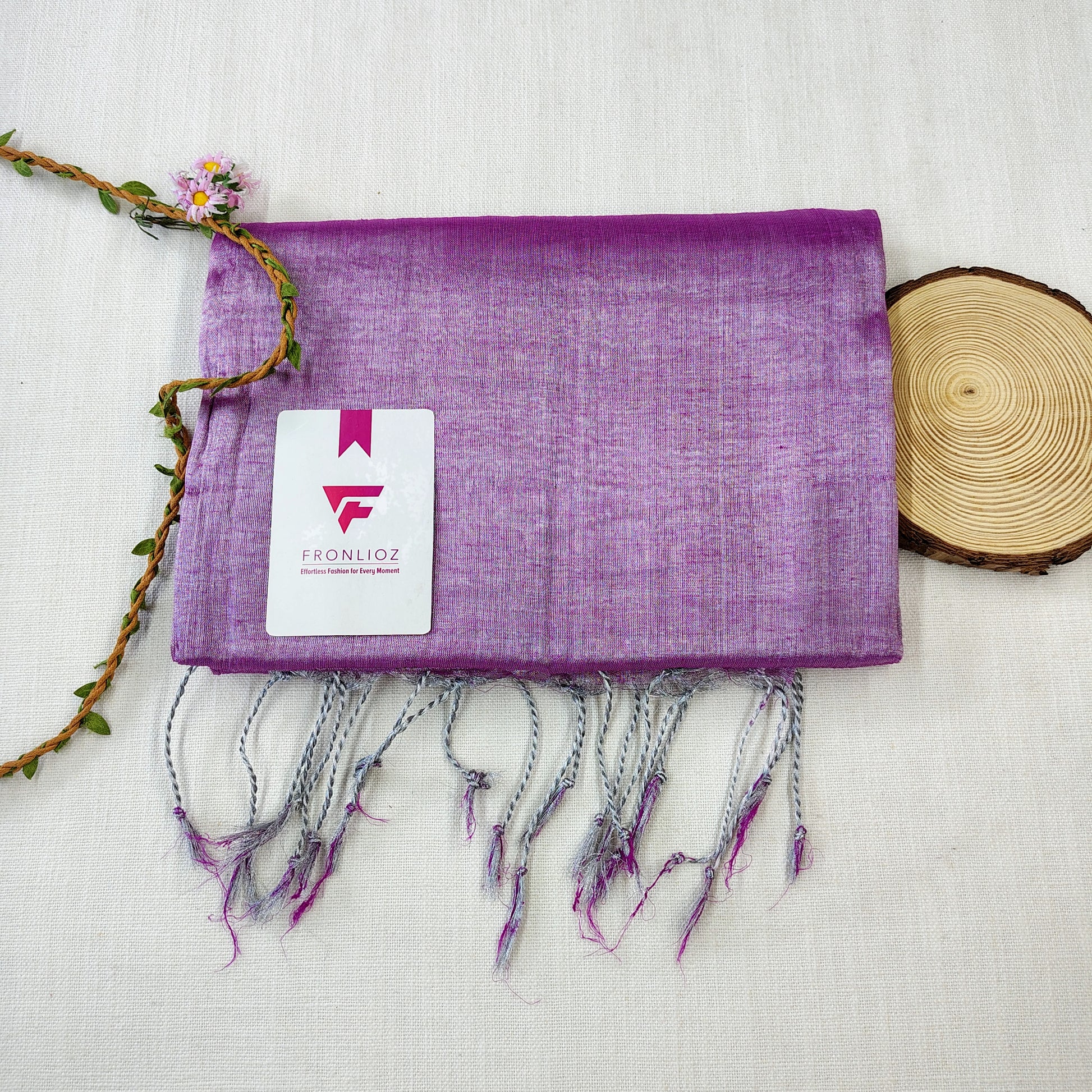 Lavender Handloom Tissue Cotton Saree-Fronlioz