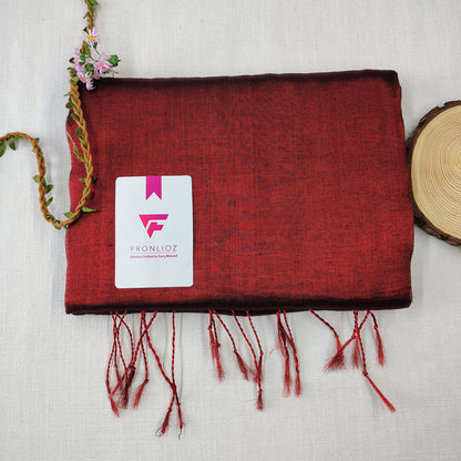 Maroon Handloom Tissue Cotton Saree-Fronlioz