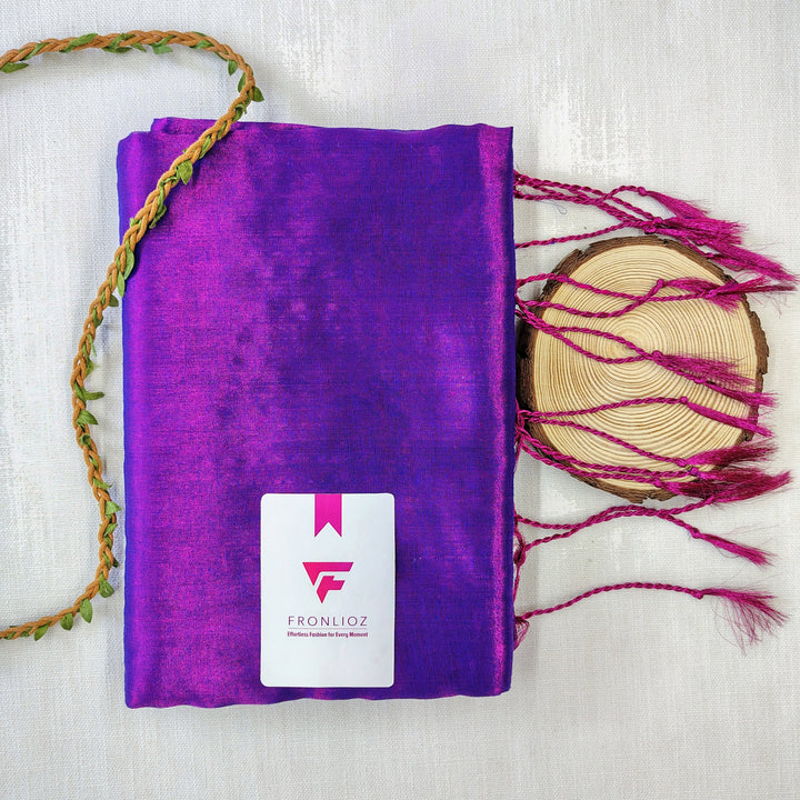 Purple Handloom Tissue Cotton Saree-Fronlioz