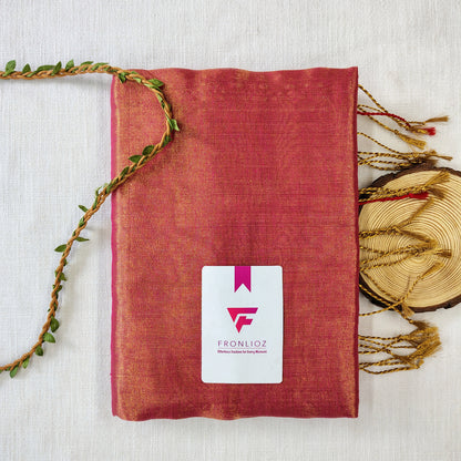 Orange Handloom Tissue Cotton Saree-Fronlioz