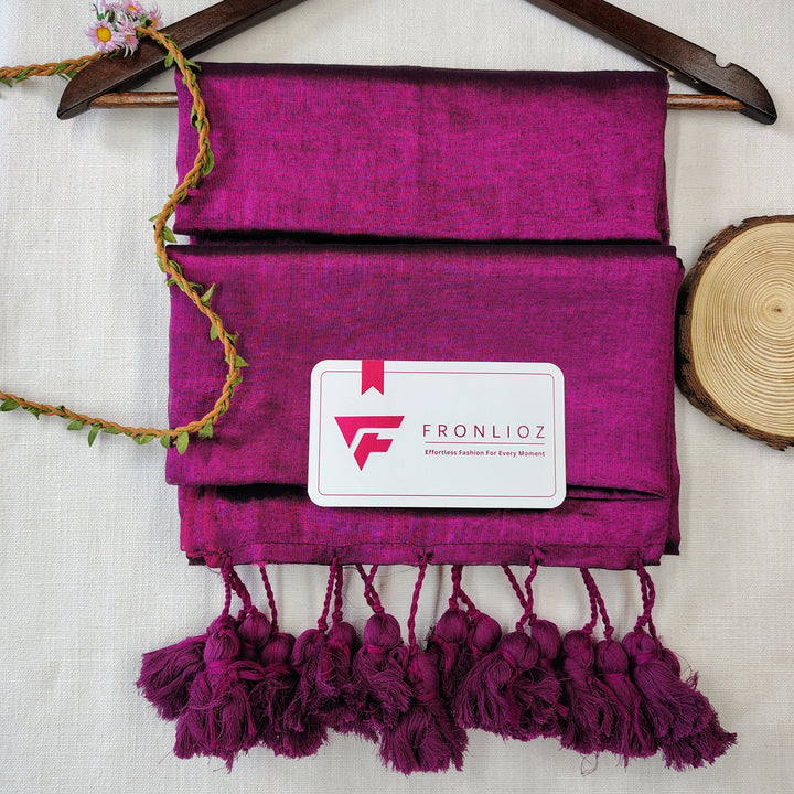 Purple And Purple Pom Pom Handloom Raga Tissue Saree-Fronlioz
