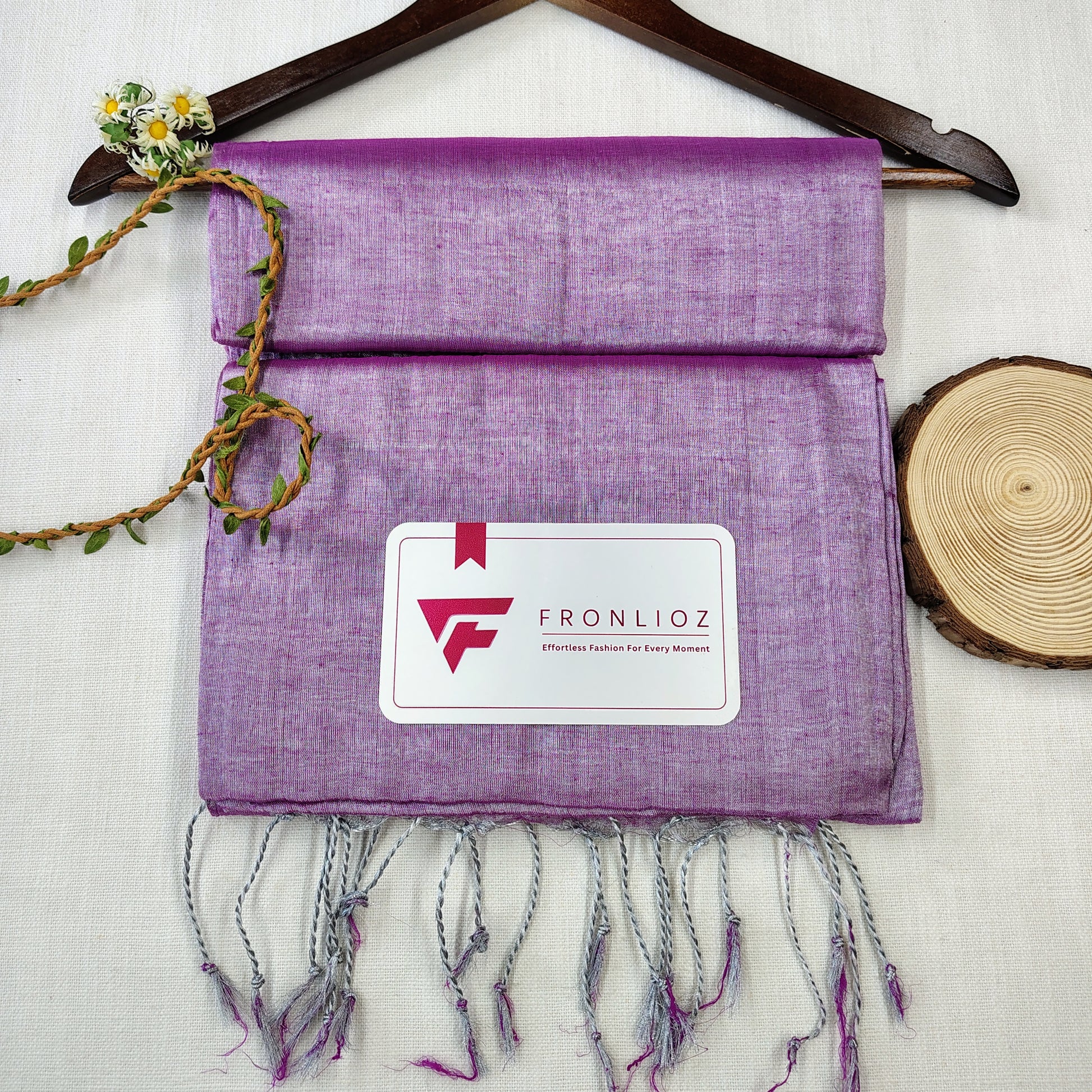 Lavender Handloom Tissue Cotton Saree-Fronlioz