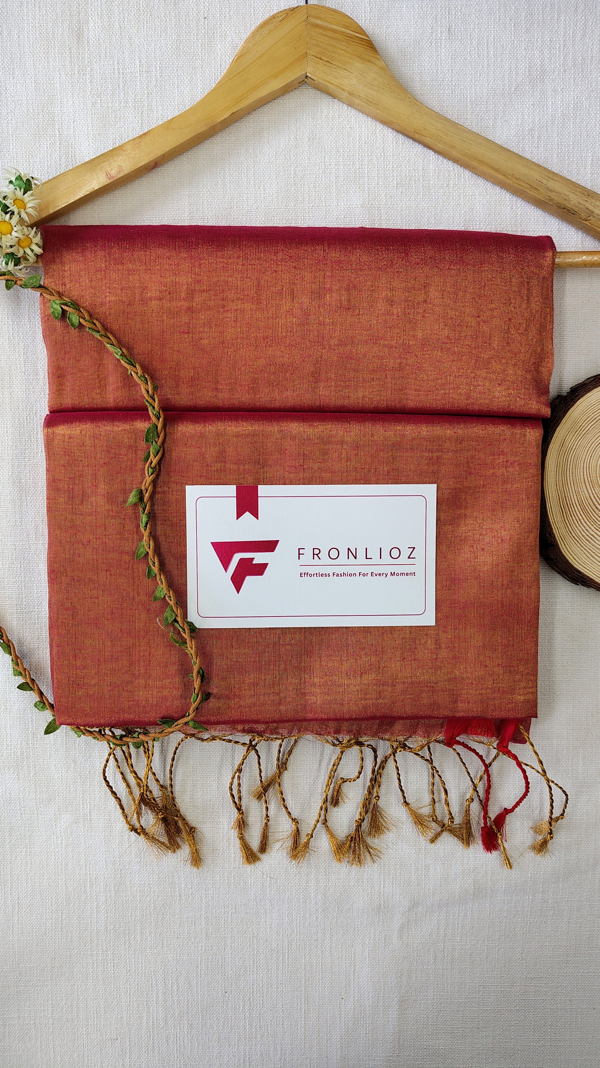 Orange Handloom Tissue Cotton Saree-Fronlioz