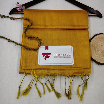 Yellow Handloom Tissue Cotton Saree-Fronlioz