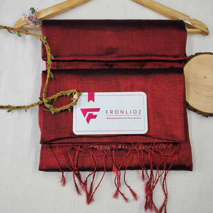 Maroon Handloom Tissue Cotton Saree-Fronlioz