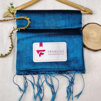 Teal Handloom Tissue Cotton Saree-Fronlioz