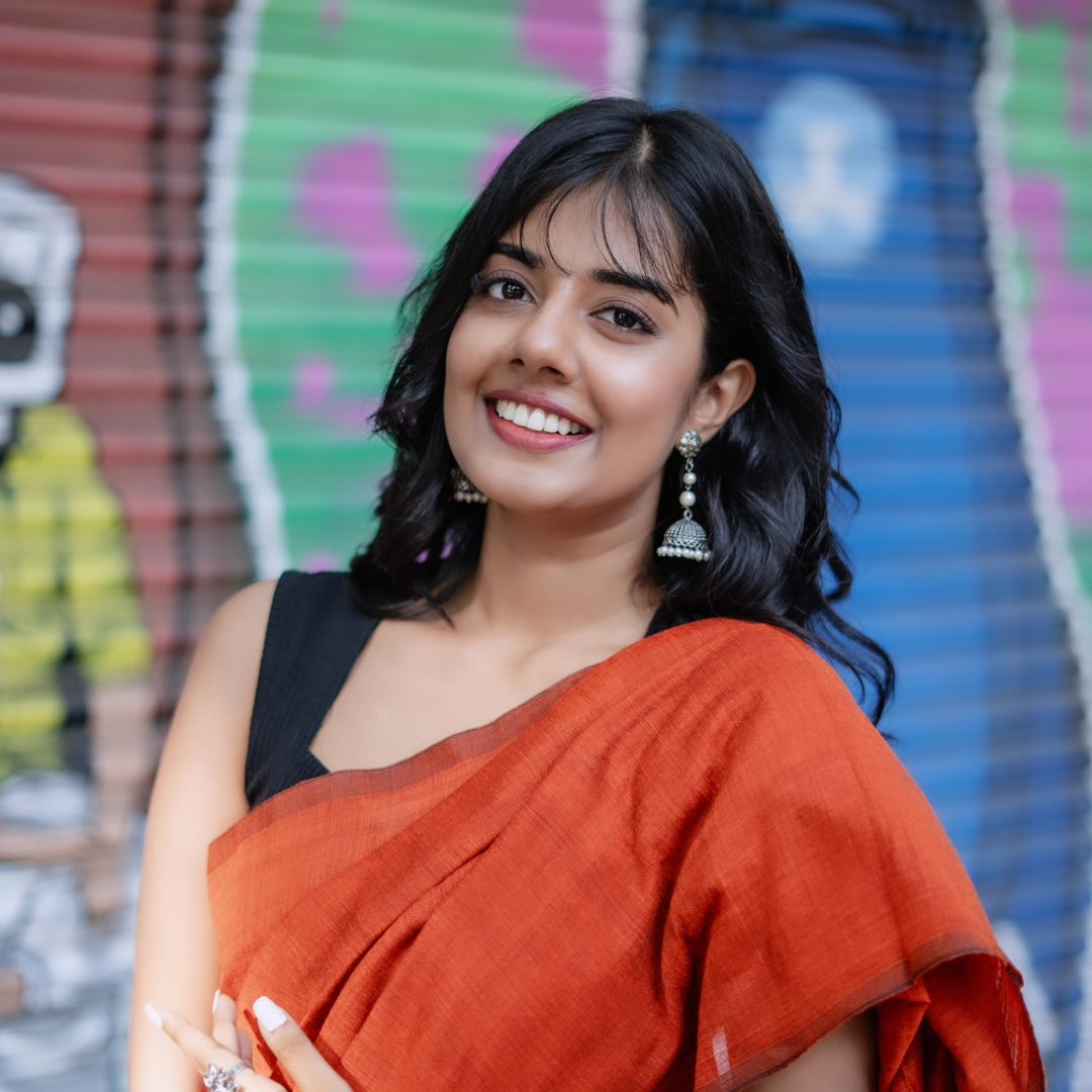 ORANGE COLOUR TRADITIONAL LOOKING CHANDERI COTTON SAREE