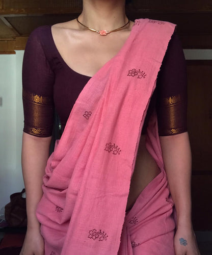 LINEN PINK PRINTED SAREE