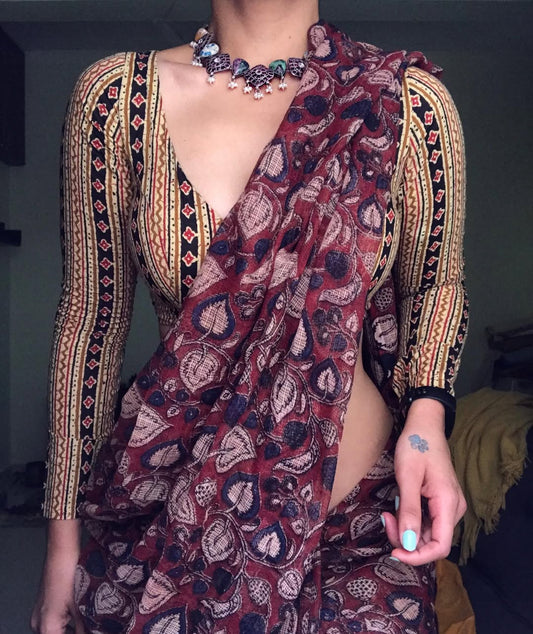 WINE PRINTED SAREE