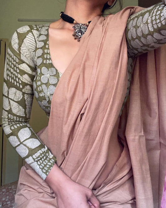 CREAM PLAIN COTTON SAREE