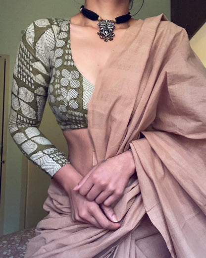 CREAM PLAIN COTTON SAREE