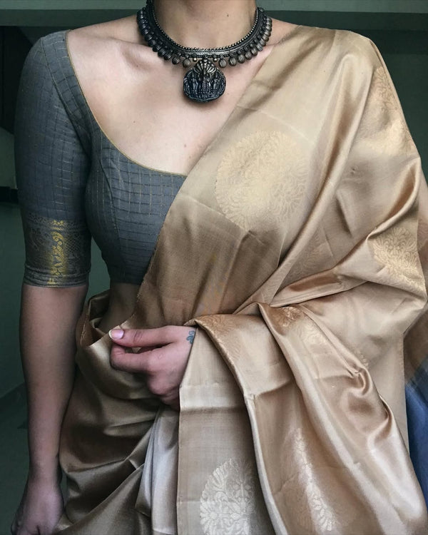 CREAM TISSUE SAREE
