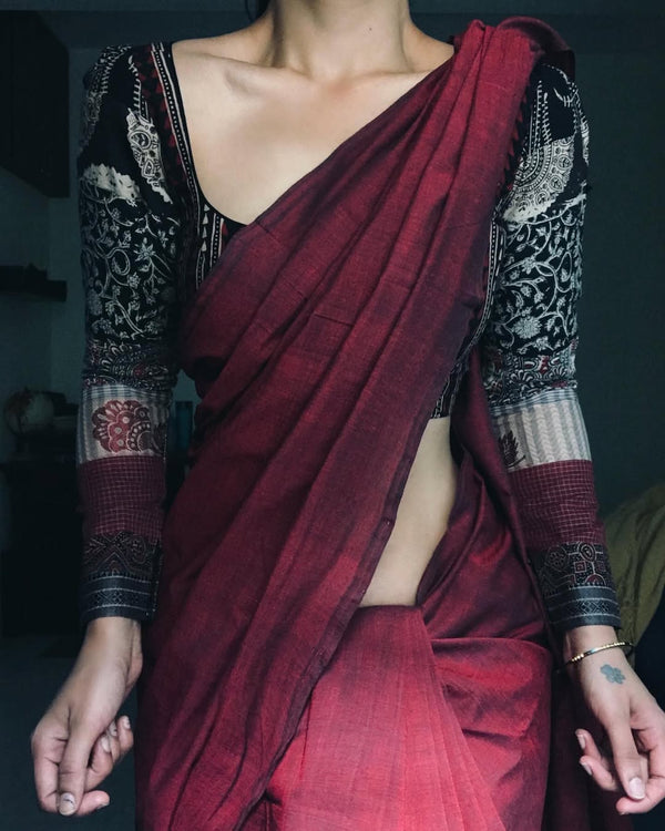 MAROON COTTON SAREE