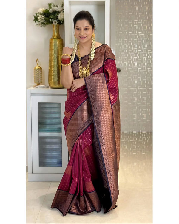 Exceptional Soft Silk Saree With Cynosure Blouse Piece
