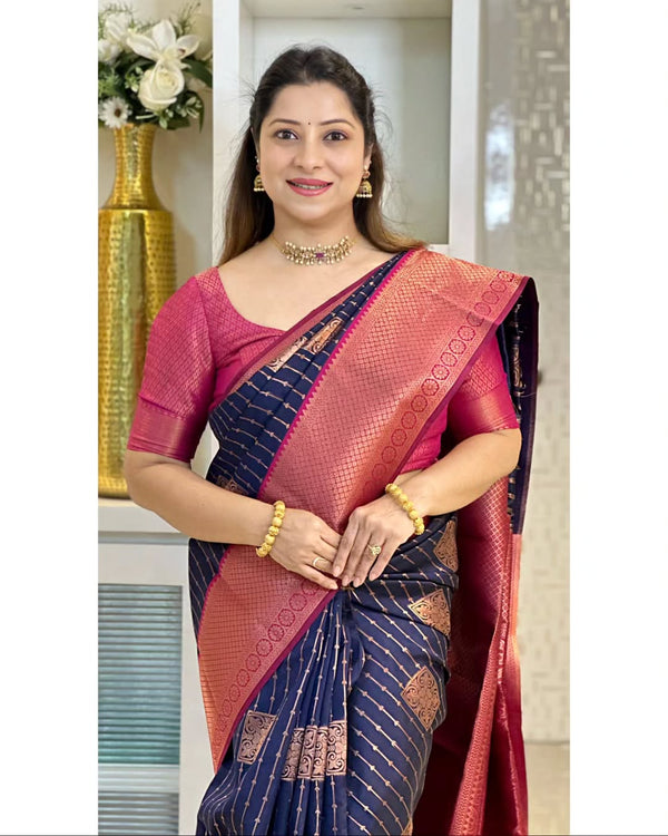 Exceptional Soft Silk Saree With Cynosure Blouse Piece