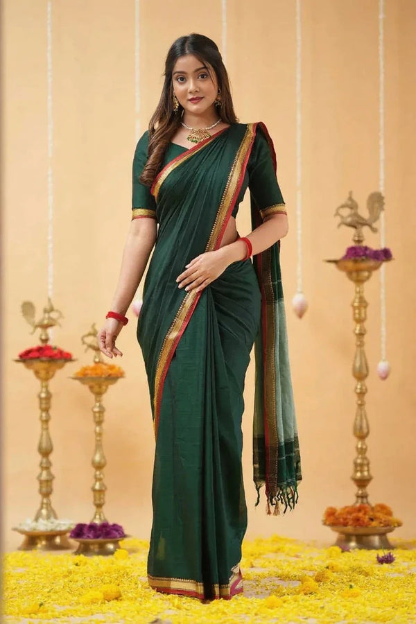 Fronlioz Handwoven Bliss Bengal Cotton Saree
