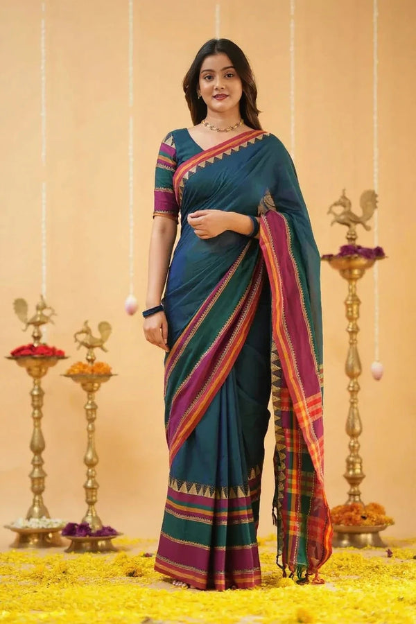 Fronlioz Handwoven Bliss Bengal Cotton Saree
