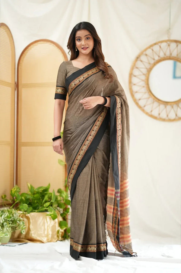 Fronlioz Handwoven Bliss Bengal Cotton Saree