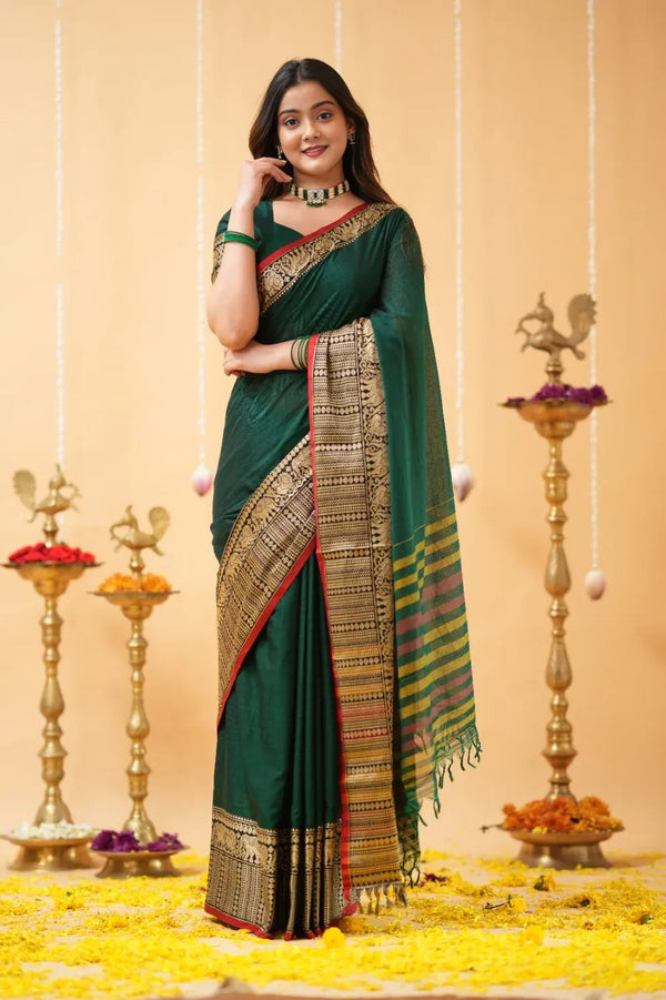 Fronlioz Handwoven Bliss Bengal Cotton Saree