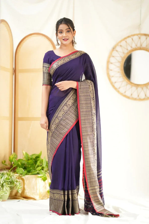 Fronlioz Handwoven Bliss Bengal Cotton Saree