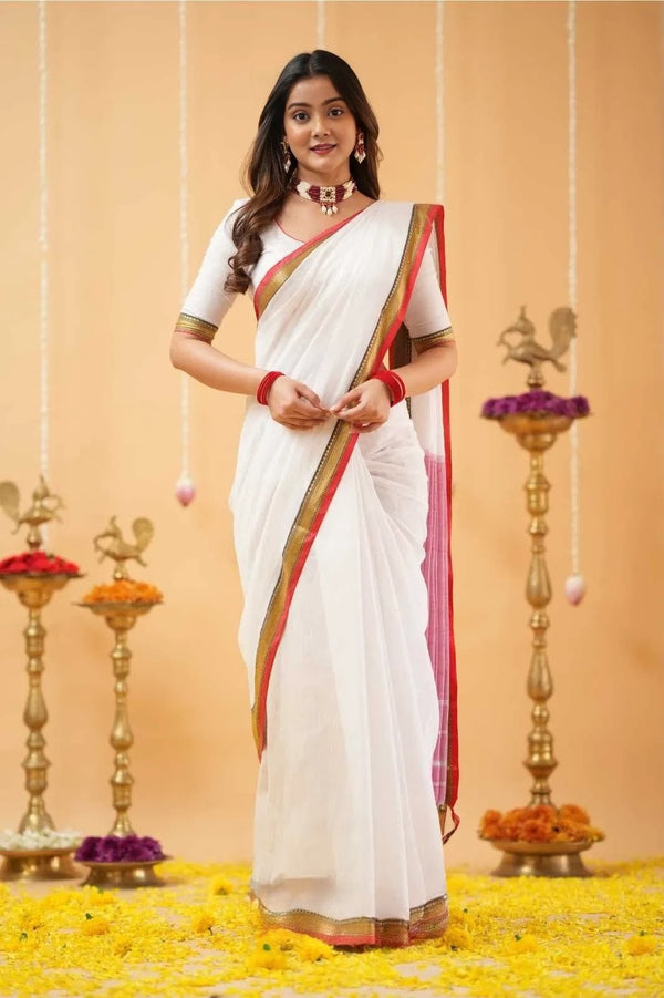 Fronlioz Handwoven Bliss Bengal Cotton Saree