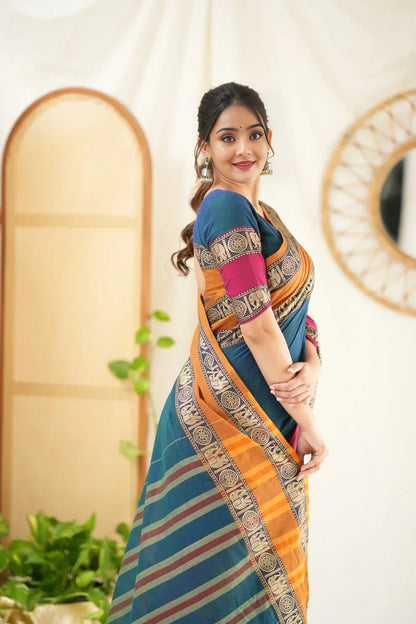 Fronlioz Handwoven Bliss Bengal Cotton Saree