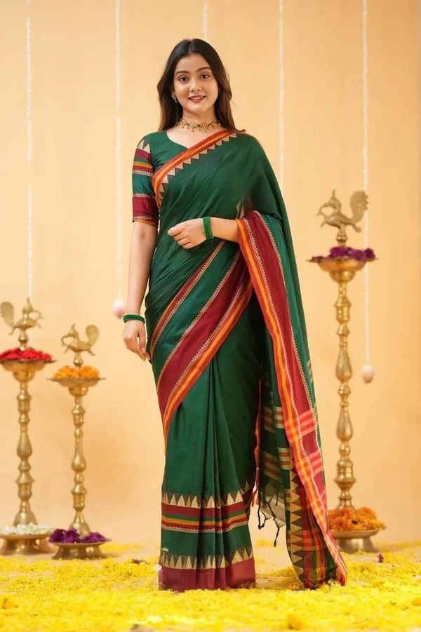 Fronlioz Handwoven Bliss Bengal Cotton Saree