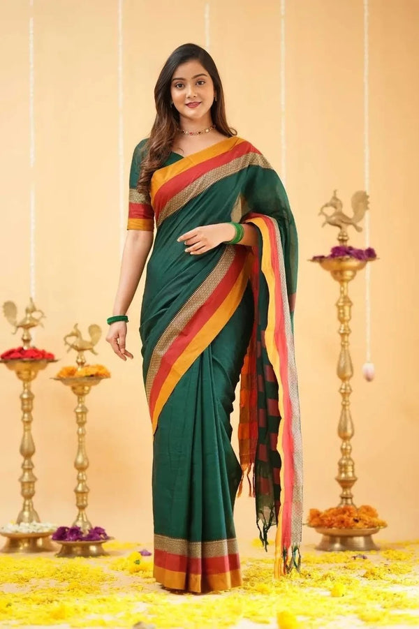 Fronlioz Handwoven Bliss Bengal Cotton Saree