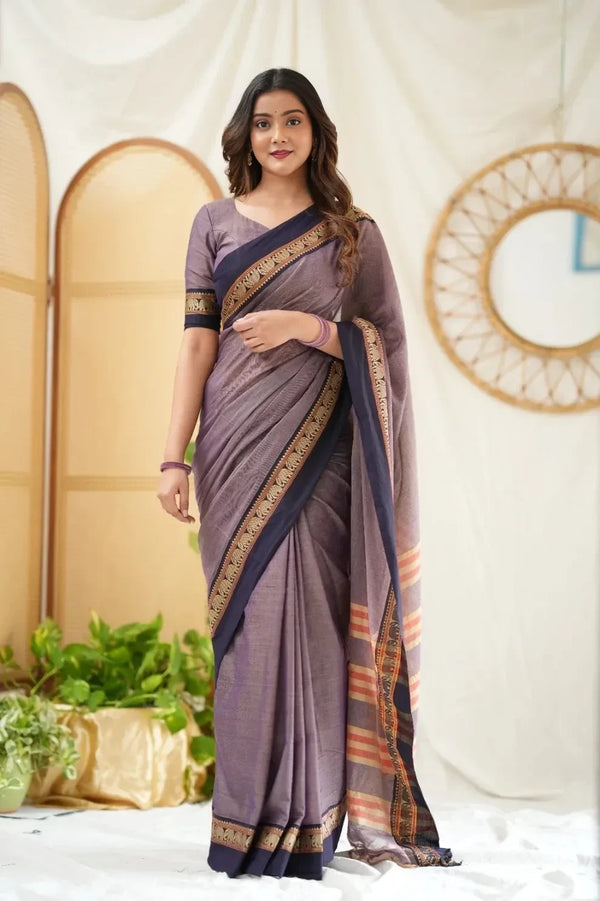 Fronlioz Handwoven Bliss Bengal Cotton Saree