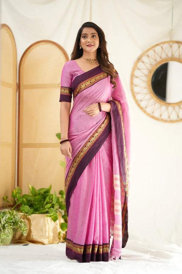 Fronlioz Handwoven Bliss Bengal Cotton Saree