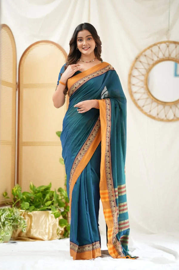 Fronlioz Handwoven Bliss Bengal Cotton Saree