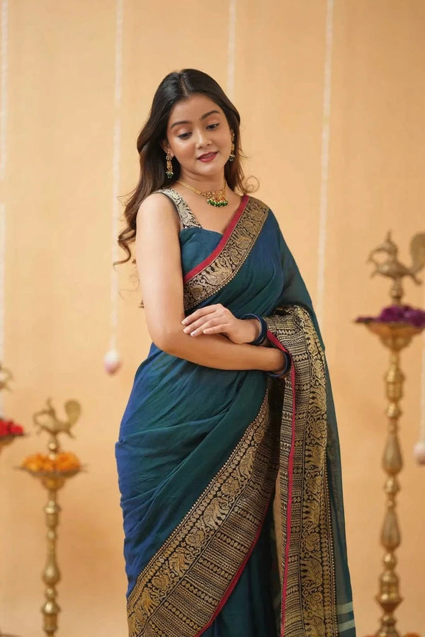 Fronlioz Handwoven Bliss Bengal Cotton Saree