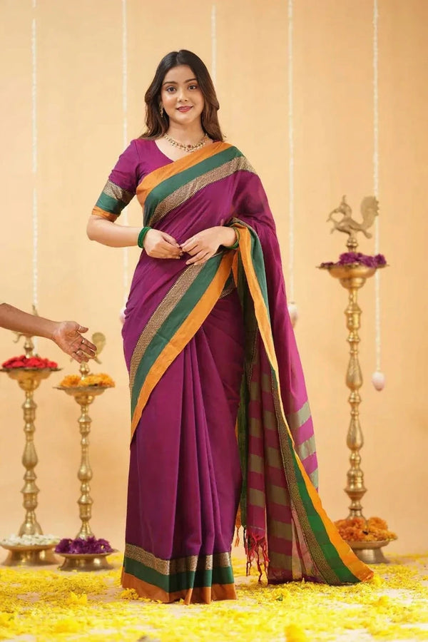Fronlioz Handwoven Bliss Bengal Cotton Saree