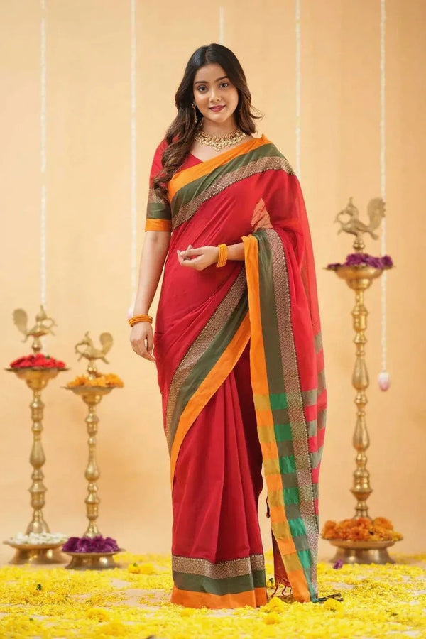 Fronlioz Handwoven Bliss Bengal Cotton Saree