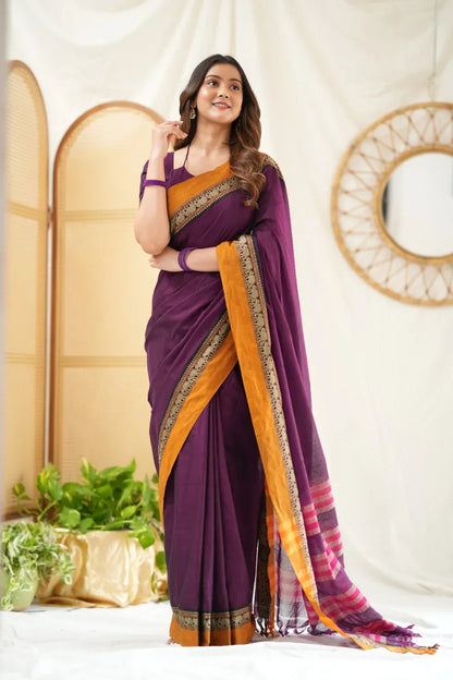 Fronlioz Handwoven Bliss Bengal Cotton Saree