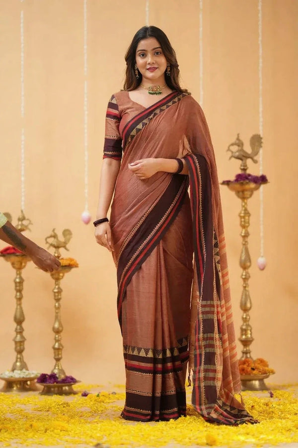 Fronlioz Handwoven Bliss Bengal Cotton Saree
