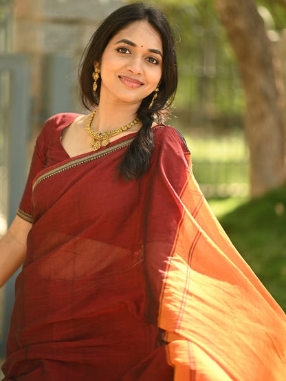Fronlioz Handwoven Bliss Bengal Cotton Saree