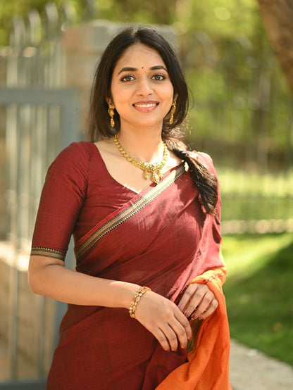 Fronlioz Handwoven Bliss Bengal Cotton Saree